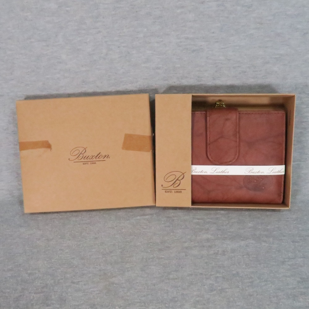 Vtg Buxton Leather Clutch Wallet‎ Brown Billfold Coin Purse Dividers NEW